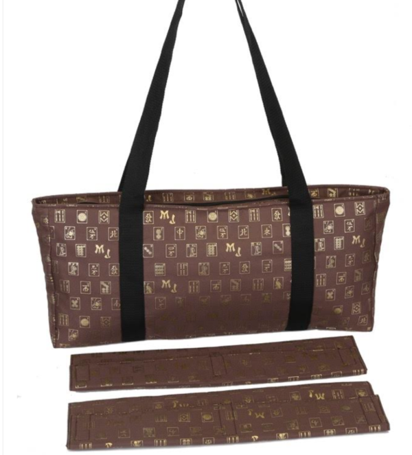 Brown/Gold  over the shoulder  MahJongg Soft Carrying Case with velcro wraps - Image 2